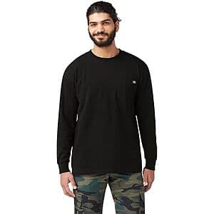 Dickies Men's Big and Tall Long Sleeve Heavyweight Crew Neck T-Shirt (Black) $9.20
