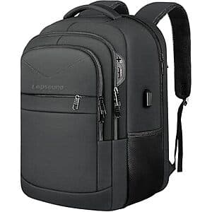 Lapsouno TSA Friendly Travel Backpack w/ 17" Laptop Slot (Black) $18