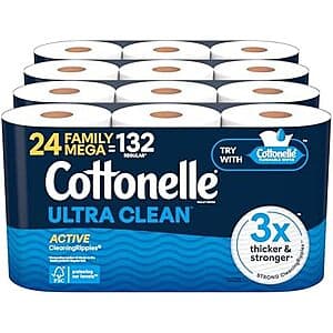24-Pk Cottonelle Toilet Paper Family Mega Rolls (Ultra Clean or Ultra Comfort) 2 for $35.50 w/ S&S + Free S&H