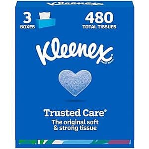 3-Pack 160-Count Kleenex Facial Tissues $4.35 w/ S&S