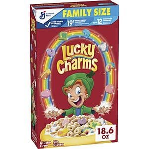 Select Accounts: 18.6-Oz Lucky Charms Gluten Free Cereal with Marshmallows $1.80 w/ Subscribe & Save