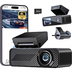Pelsee P1 Duo 4K/1080p Dual Front & Rear Dash Cam w/ 64GB microSD Card $33.50 + Free S/H