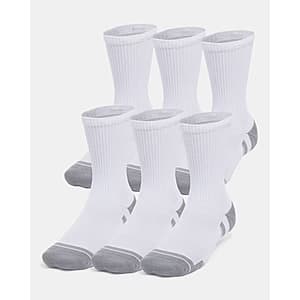 6-Pairs Under Armour Men's or Women's Performance Tech Crew Socks (White / Steel) $7.65 + Free Shipping