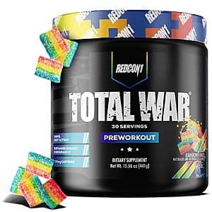 15.56-Oz REDCON1 Total War Preworkout Powder (Rainbow Candy, 30 Servings) $14