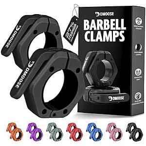 2-Ct 2" DMoose Olympic Barbell Clamps w/ Anti-Slip TPR Grip $11.30