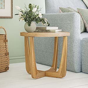 Beautiful by Drew Barrymore 23" Rattan & Glass Wood Frame Side Table (Warm Honey) $62.90 + Free Shipping