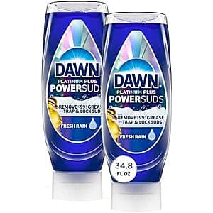 2-Pk 17.4-Oz Dawn Platinum Plus PowerSuds EZ-Squeeze Dish Soap (Fresh Rain) $6.50 w/ Subscribe & Save