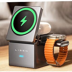 LISEN 3 in 1 Wireless Magsafe Charging Station for Apple iPhone, Watch & Airpods $22.50 + Free Shipping
