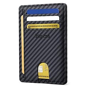 Espera Slim Minimalist RFID Blocking Wallet w/ 8 Card Slots (Carbon Fiber Black) $3.60