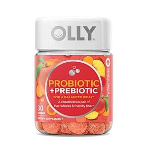 30-Count Olly Probiotic + Prebiotic Chewable Gummy (Peachy Peach) $7.95 w/ Subscribe & Save