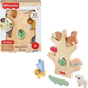 10-Piece Fisher-Price Wooden Balance Tree Preschool Stacking Activity Toy $8