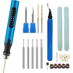 3-Speed Woweibyke USB Rotary Tool, Deburring Tool & Finishing Bits $12.50