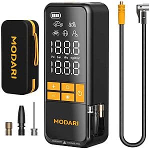 MODARI Portable Tire Inflator & Air Compressor w/ 160 PSI & Rechargeable Battery $15