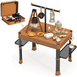 Richgv Kids Camping Toy w/ Folding Storage Table, Pretend Play Toys w/ Play Food $9.90