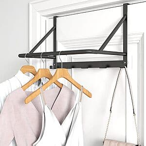 CHJgroup Over The Door Metal Clothes Hanger w/ 5 Hooks $13