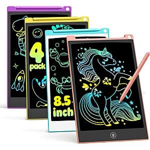 Prime Members: 4-Pk 8.5" TECJOE LCD Drawing & Writing Board $6 + Free S/H