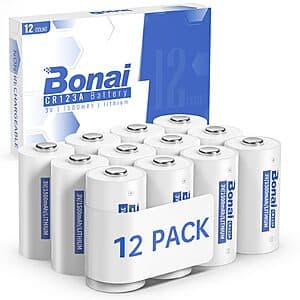 12-Count Bonai CR123A 3V 1200mAh Lithium Battery $11.50 w/ Subscribe & Save
