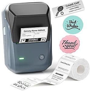 NIIMBOT B1 Thermal Label Printer w/ 230-Ct 2"x1.18" Labels (5 Colors) $15