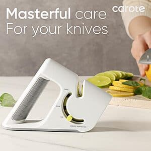Prime Members: Carote 4-In-1 Knife Sharpener w/ Rubber Grip/Base (Light Grey) $8 + Free S/H