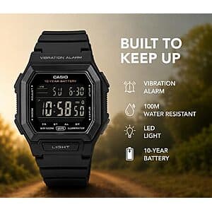 Casio W-738H Series LED Digital Sports Watch w/ 10-Year Battery Life (Black) $38.70 + Free S&H