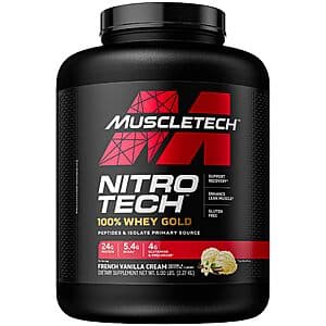 5-Lb MuscleTech Nitro-Tech 100% Whey Gold Protein Powder (Vanilla) $35.35 & More + Free S/H