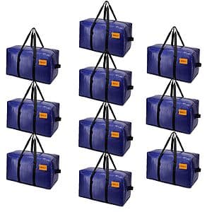 10-Pack Heavy Duty Polyester Moving Storage Bags (27" x 14" x 15") $21
