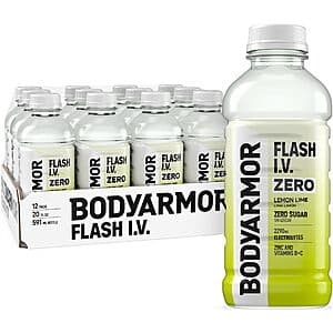 12-Pack 20-Oz BODYARMOR Flash I.V. Zero Sugar Electrolyte Beverage (Lemon Lime) $11.80 w/ Subscribe & Save