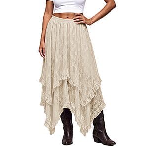 Scarlet Darkness Asymmetrical Lace Maxi Skirt (various) $16.50