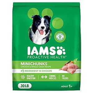 Select Accts: 30lb IAMS Proactive Health Adult Minichunks Dry Dog Food (Chicken) $15.50 w/ Subscribe & Save