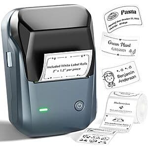 NIIMBOT B1 Thermal Label Printer w/ 230-Ct 2"x1.18" Labels (5 Colors) $15
