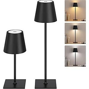 Prime Members: 2-Pack Kakanuo 5000mAh Rechargeable Dimmable Table Lamp (Black) $13 + Free Shipping