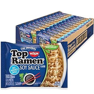 24-Pack 3-Oz NISSIN Top Ramen Noodle Soup (Soy Sauce) $6.85 w/ S&S