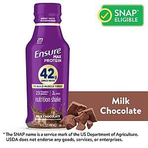 Ensure Max Protein Shake bottle in 14 fl oz size with 42G protein formula.