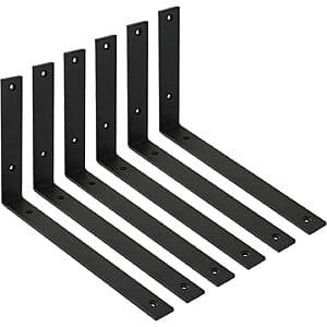 6-Pk 12" Winker Heavy Duty Metal L Shelf Brackets (Black) $14