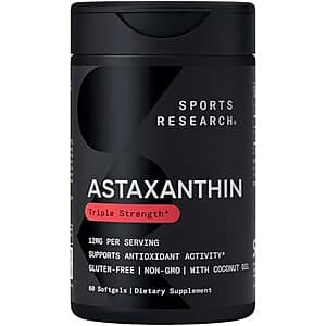 60-Ct 12mg Sports Research Triple Strength Astaxanthin $13.45 w/ S&S