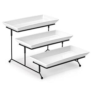 3-Tier MALACASA 12" Porcelain Serving Tray Stand (White) $18
