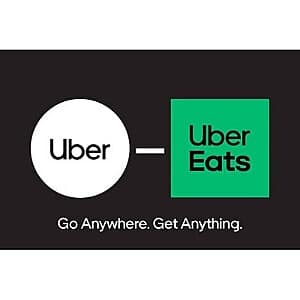 Uber and Uber Eats eGift Cards 15% off (Email Delivery)