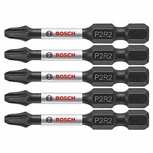 5-Pc Bosch Impact Tough 2" Phillips/Square #2 Power Bits $3.85