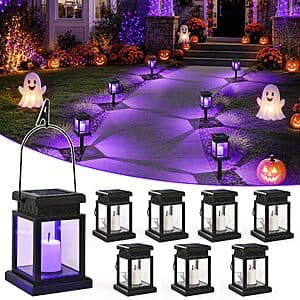8-Pk GIGALUMI Solar Halloween Lantern Lights w/ Stakes (Purple) $22.80 + Free S&H