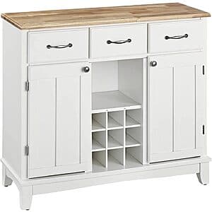 Homestyles Buffet of Buffets 42" Off-White Buffet Server w/ Natural Wood Top $86 + Free S&H