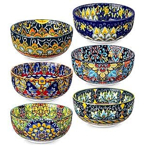 6-Pc 28-Oz vancasso Bohemian Style Ceramic Soup Bowls $22 + Free S&H