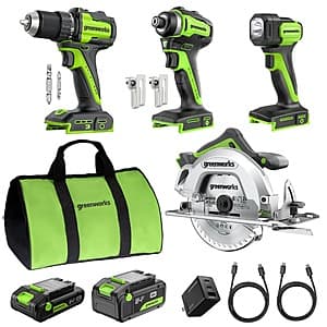 4-Tool Greenworks 24V Brushless Power Tool Kit w/ 4.0Ah & 2.0Ah Batts & 65W Charger $136 + Free Shipping