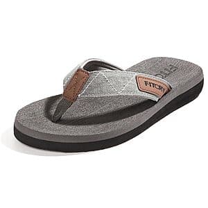 Men's black and white flip-flop thong sandals with comfort cushioning.