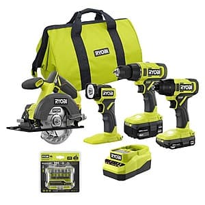RYOBI ONE+ 18V 4-Tool Combo Kit w/ 1.5Ah/4.0Ah Battery, & Diamond Grit Driving Set $139 + Free Shipping