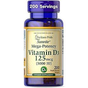 Puritan's Pride Supplements: 200-Ct Vitamin D3 5000 IU Softgels 2 for $6 w/ S&S & More