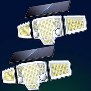 2-Pack TuyLuxe 4000LM Solar Flood Lights w/ Dual Motion Sensor & 300° Wide Beam $16.50