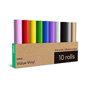 10-Ct Cricut Value Rainbow Vinyl Rolls (12" x 5') $13.50