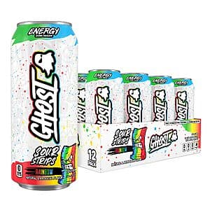 12-Pk 16-Oz GHOST Zero Sugar Energy Drink (Sour Strips Rainbow) $21 w/ S&S
