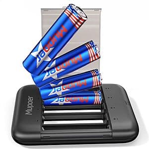 Prime Members: Mupoer Ultra Thin Battery Charger w/ 4 Rechargeable AA Batteries $6 + Free Shipping