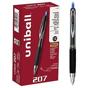 12-Count Uni-Ball 207 Retractable Gel Ink Pens (0.5mm, Blue) $5.30 w/ Subscribe & Save